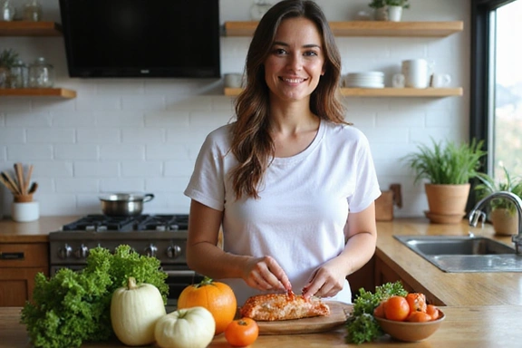 Nutrizionista mentre prepara un pasto sano